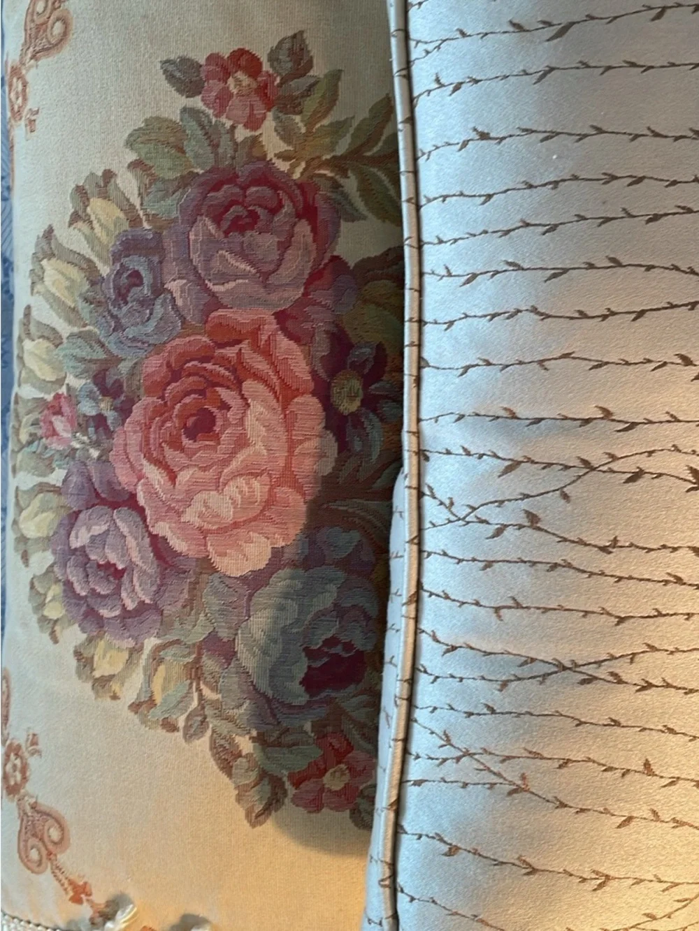Floral Rose Bouquet Decorative Pillow - Pink and Beige print Set